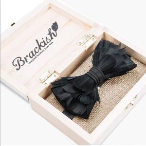 Black goose feather Brackish bow tie. Used, slight imperfections pictured
